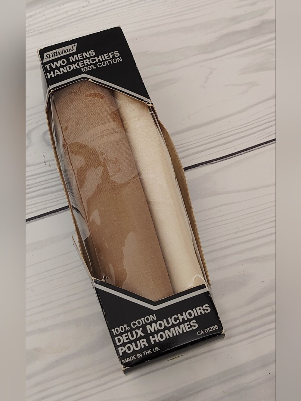 FREE w/ Purchase Mark's & Spencer Men's Cotton Handkerchiefs - Brown & Cream NIB